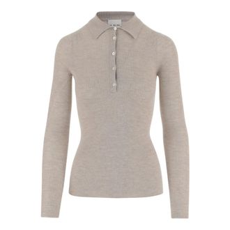 SA SU PHI Polo Shirts, female, Beige, Size: M Cashmere and Silk Knitted Polo Shirt