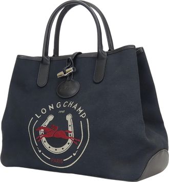 Longchamp Canvas Leather Handbag (Pre-Owned)