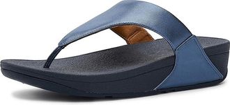FitFlop Lulu Leather Toepost Womens Wedge Shoes Metallic Cosmic Blue : 11 M (B)