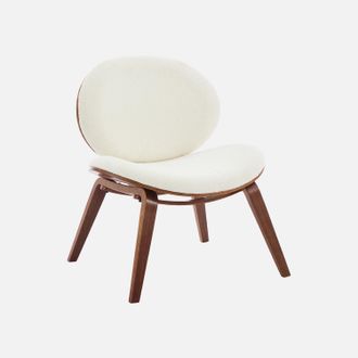 Sweeek Sweeek - Sill&oacute;n De Madera Curvada Y Borreguito, Ines, Madera De Nogal, 66x59x76 Cm