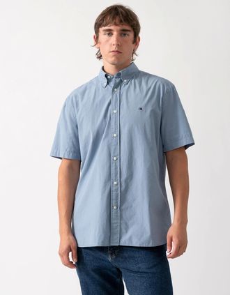 Tommy Hilfiger Mens Tommy Hilfiger GMD Poplin Mens Short Sleeve Shirt - Brisk Blue - Size: 38/Regular