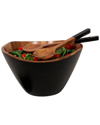Woodard & Charles Onyx 12In Salad Bowl With Servers