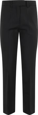 Federica Tosi Zwarte wollen flared broek - Dames - Slim Fit Broeken - Zwart - L - Wol - Broeken