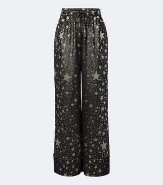 Dolce & Gabbana Silk-blend jacquard lam&eacute; wide-leg pants