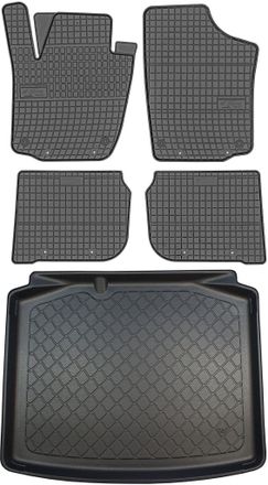 OEM Juego De Alfombrillas De Goma Para Coche Y Alfombrilla Para Maletero Skoda Rapid Spaceback Hatchback (10/2013-03/2019)
