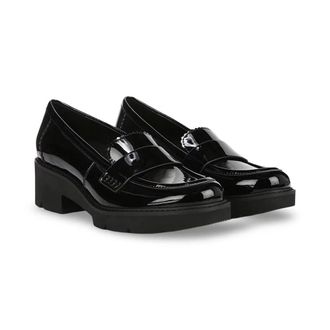 Naturalizer Womens Naturalizer Dakota Flats Black Patent Patent Lug Sole Loafer HAWK1517