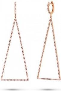 Allurez 0.81ct 14k Rose Gold Diamond Triangle Earrings