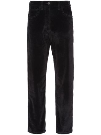 Prada mid-rise velvet jeans - women - Cotton - 28 - Black
