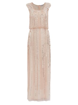 Gina Bacconi Womens Mia Beaded Maxi Dress - Pink - Size 12 UK
