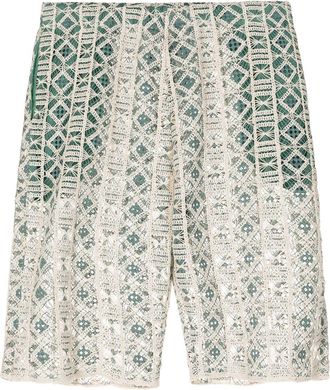 Amir Slama embroidered shorts - men - Polyamide/Cotton - P - Green