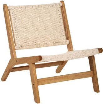 Beliani Armchair Brown Rubberwood Paper Rope Woven Seat Boho Style Dining Room VILLAZ