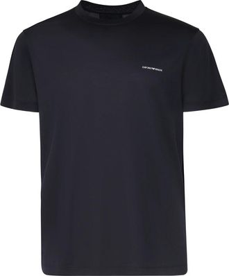 Emporio Armani Blauw Katoenen T-shirt met Logoprint - Heren - T-shirts - Zwart - L - Katoen - Tops