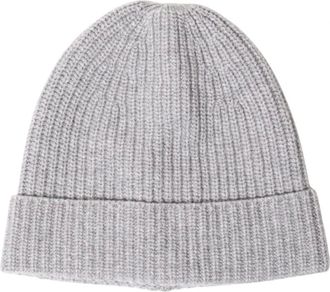 Daniele Fiesoli Beanies, male, Gray, Size: ONE SIZE Grey Cashmere Mix Ribbed Hat