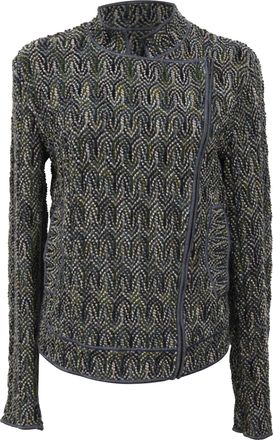 Missoni Knitted Overlap Zipped jacket in Multicolor Wool