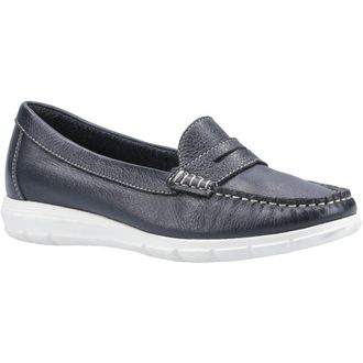 Hush Puppies Womens Paige Slip On Leather Loafer Shoes - Navy - Size UK 4