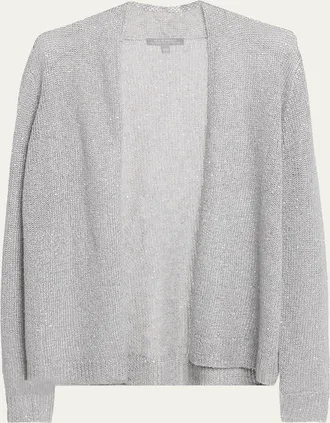 Neiman Marcus Cashmere Sequin Metallic Knit Cardigan