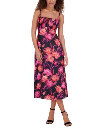 Kensie Printed Satin Jacquard Midi Dress