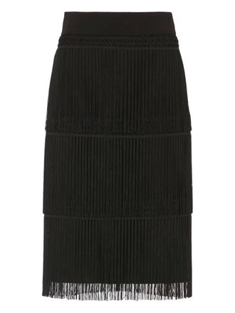 Temperley London layered-design midi skirt - women - Viscose/Elastane/Polyester/Viscose - 14 - Black