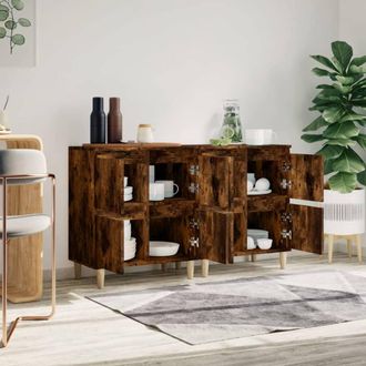 Berkfield Home Sideboards 2 pcs Smoked Oak 60x35x70 cm Engineered Wood in Brown | Size: 60 x 35 x 70 cm