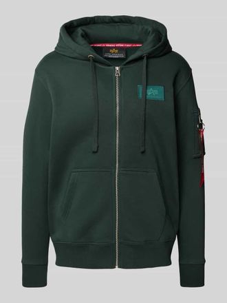Alpha Industries Alpha Industries Sweatjacke mit Logo-Patch und K&auml;nguru-Tasche in Petrol, Gr&ouml;&szlig;e XXXL