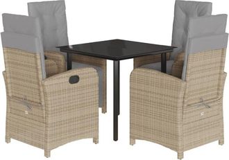 vidaXL Set Comedor De Jard&iacute;n 5 Pzas Con Cojines Rat&aacute;n Sint&eacute;tico Beige Vidaxl