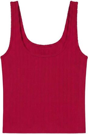 Lunya Pointelle Scoop Neck Sleep Tank in Camellia Red at Nordstrom, Size X-Large