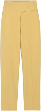 Ami Wrapped Balloon Fit Broek met Riem - Dames - Wijde Broeken - Geel - S - Katoen - Broeken
