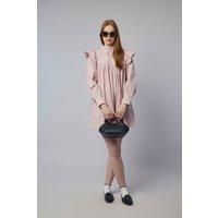 Ganni Oxford Stripe Mini Frill Dress