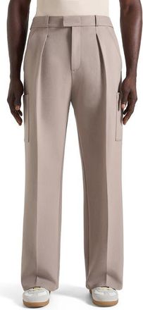 Mani&egrave;re De Voir Luca Relaxed Fit Pleated Pocket Trousers in Beige at Nordstrom, Size 32