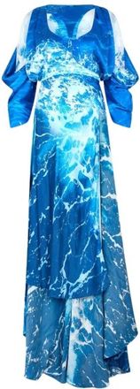 Roberto Cavalli Messina Print Lange Jurk Elegant Ontwerp - Dames - Avondkleed - Blauw - XS - Kleedjes