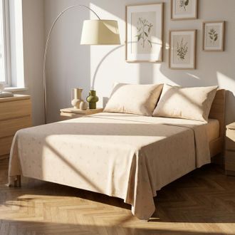 KASANOVA Completo letto matrimoniale fiorellini beige