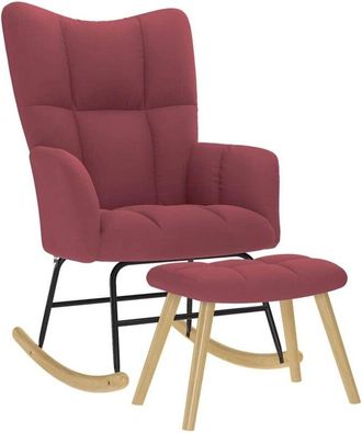 vidaXL vidaXL Poltrona a Dondolo con poggiapiedi Rosso vino in Tessuto