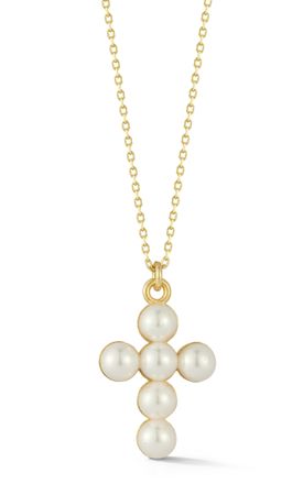 Glaze Jewelry Sterling Silver Pearl Cross Necklace