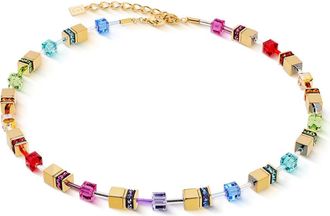 Coeur de Lion Geocube Iconic Metallic Gold Necklace in Rainbow at Nordstrom