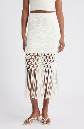 Rails Sevilla Fringe Accent Knit Skirt in White at Nordstrom Rack, Size Medium