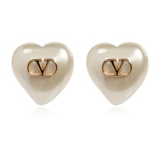 Valentino Garavani Logo Oorbellen - Dames - Oorbellen - Beige - ONE Size - Accessoires