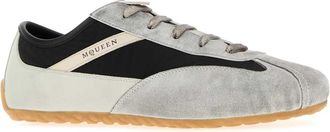 Alexander McQueen Mens Two-Tone Leather And Fabric Boxe Sneakers Blackstone