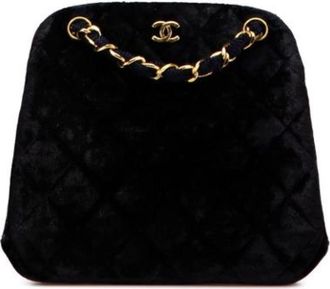 Chanel Pre-owned Handbags, female, Blue, Size: ONE SIZE Pre-owned Vintage Suede Handbag