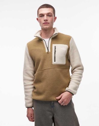 The North Face Yumiori - Pile beige color block con zip corta-Verde