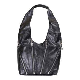 Replay Shoulder Bags, female, Black, Size: ONE SIZE Large Shoulder Bag