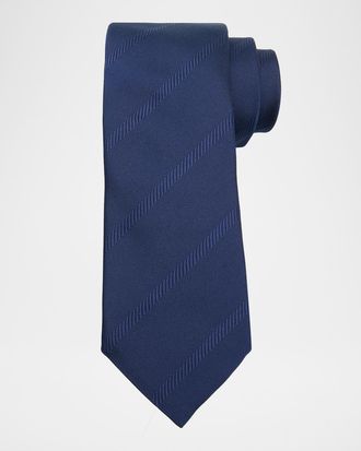 Brunello Cucinelli Men & apos;s Regimental Stripe Silk Tie