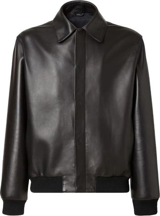 Fendi Pointed-collar Leather Jacket