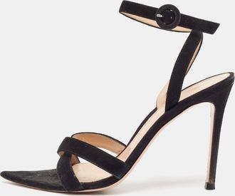 Gianvito Rossi Black Suede Ankle Strap Sandals