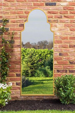 MirrorOutlet Gold Framed Arched Leaner/Wall Garden Mirror 71 x 28 (180x70CM) | Size: 1 Pack