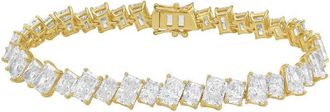 Diana M. Jewels 14kt Yellow Gold 48.00cts Lab Grown Slanted Radiant Diamond Tennis Bracelet