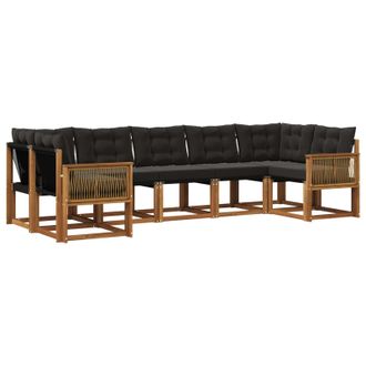 vidaXL Conjunto De Sof&aacute;s De Exterior 7 Pcs Natural Y Negro Vidaxl