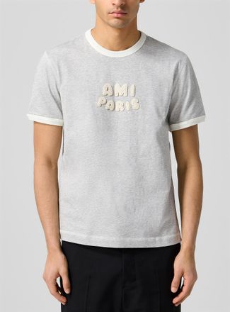 Ami Mens Crocheted logo ringer T-shirt