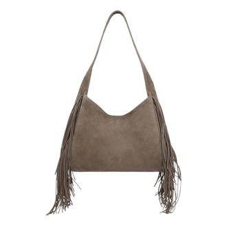 Kazar Su&egrave;de Schoudertas met Tassels - Dames - Tassen - Beige - Maat: ONE Size Su&egrave;de