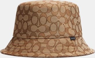 Coach Mens Signature C Jacquard Bucket Hat - Beige - Size X-Small/Small