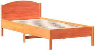 vidaXL Vidaxl - Cama sin colchón madera maciza de pino marrón cera 100x200 cm